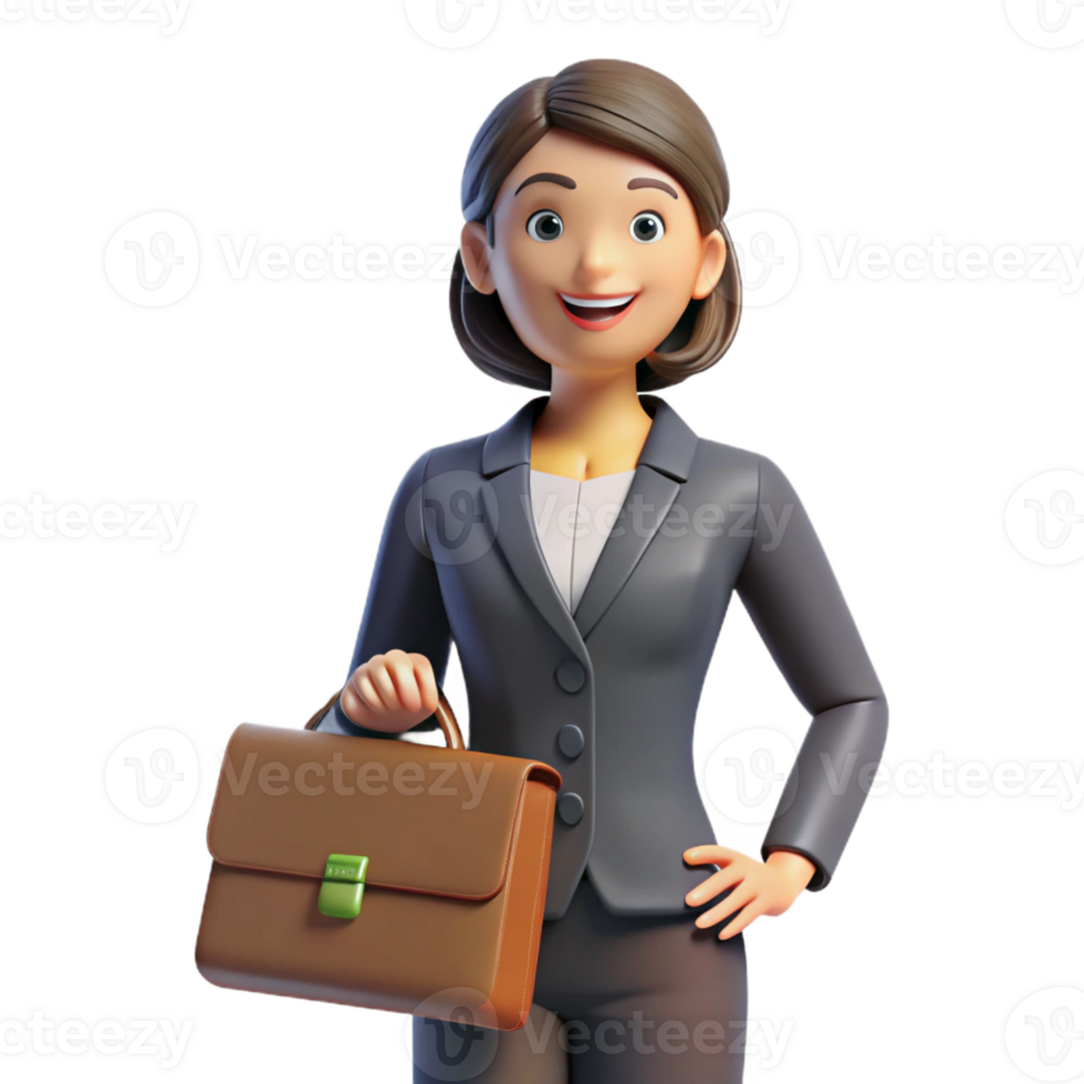 elegant minimalist Businesswoman holding a briefcase, professional png