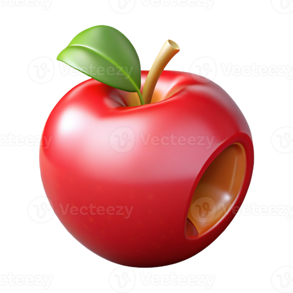 impressive abstract Ripe red apple with a single bite taken out authentic png