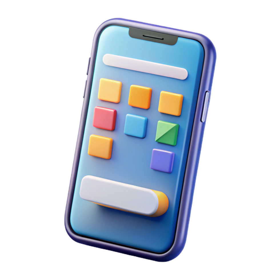 vibrant artistic Smartphone mockup displaying mobile app interface authentic png