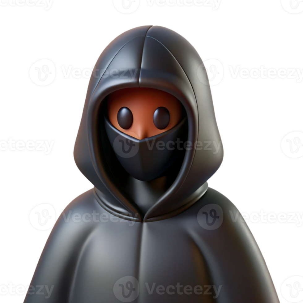 wonderful abstract A hooded figure, cloaked in black authentic png