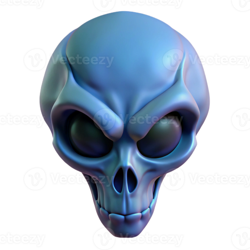 stunning artistic Alien skull, elongated shape, bony ridges genuine png