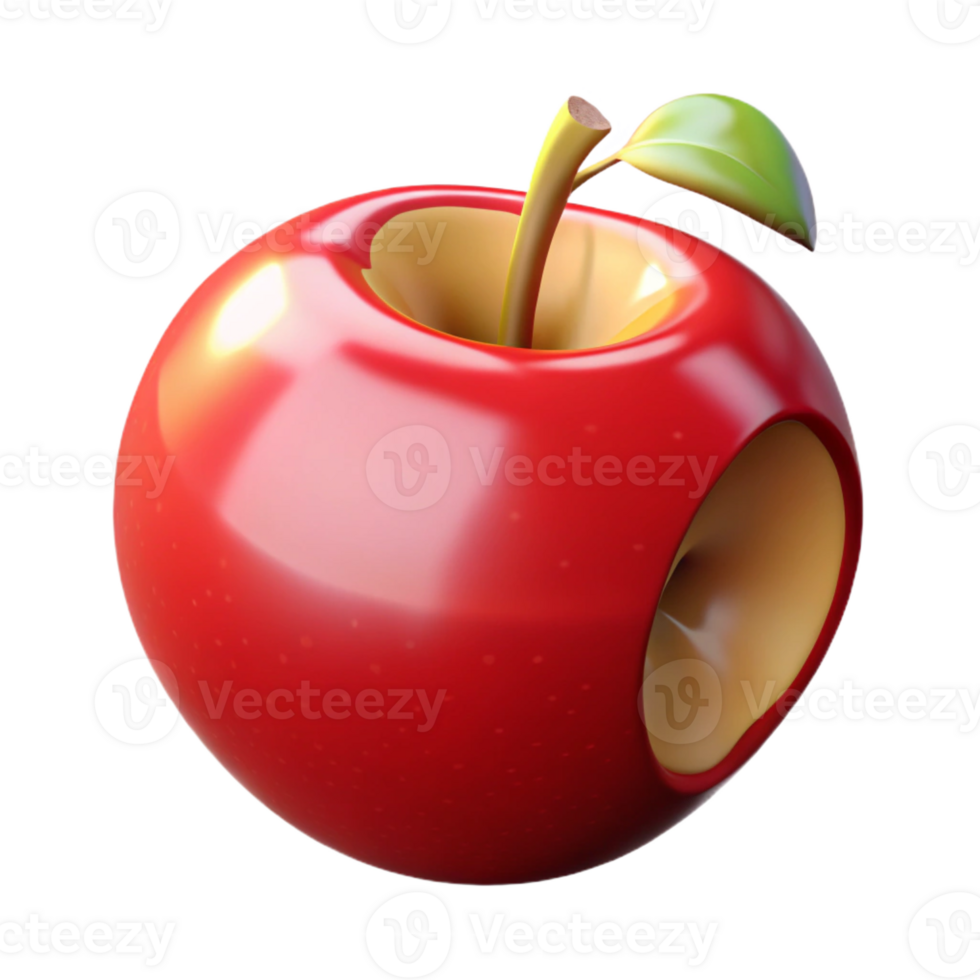 dramatic artistic Ripe red apple with a single bite taken out premium png