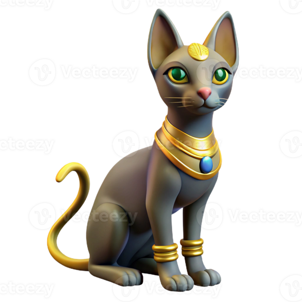 magnificent minimalist Bastet, Egyptian cat goddess professional png