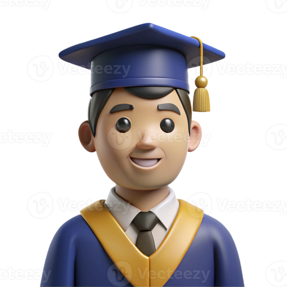 serene traditional Graduate student in cap and gown, exclusive png