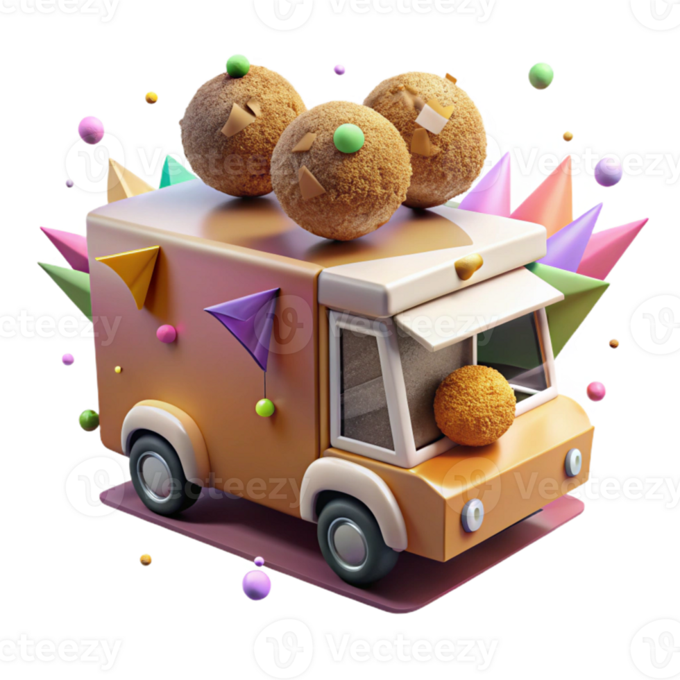 stunning contemporary Falafel Middle Eastern Cuisine Fried Isolated Food Truck Graphic detailed png