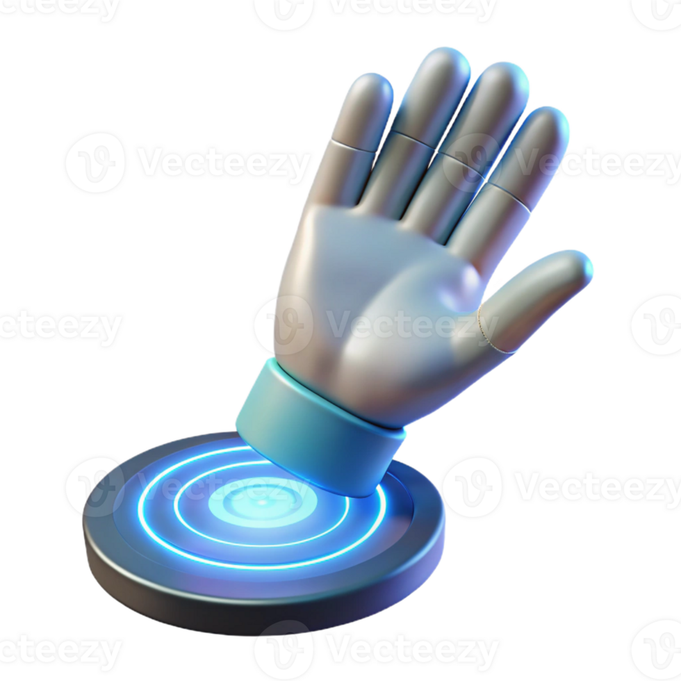 vibrant vintage A human hand reaching out to touch a holographic interface, bright white lighting, futuristic style original png