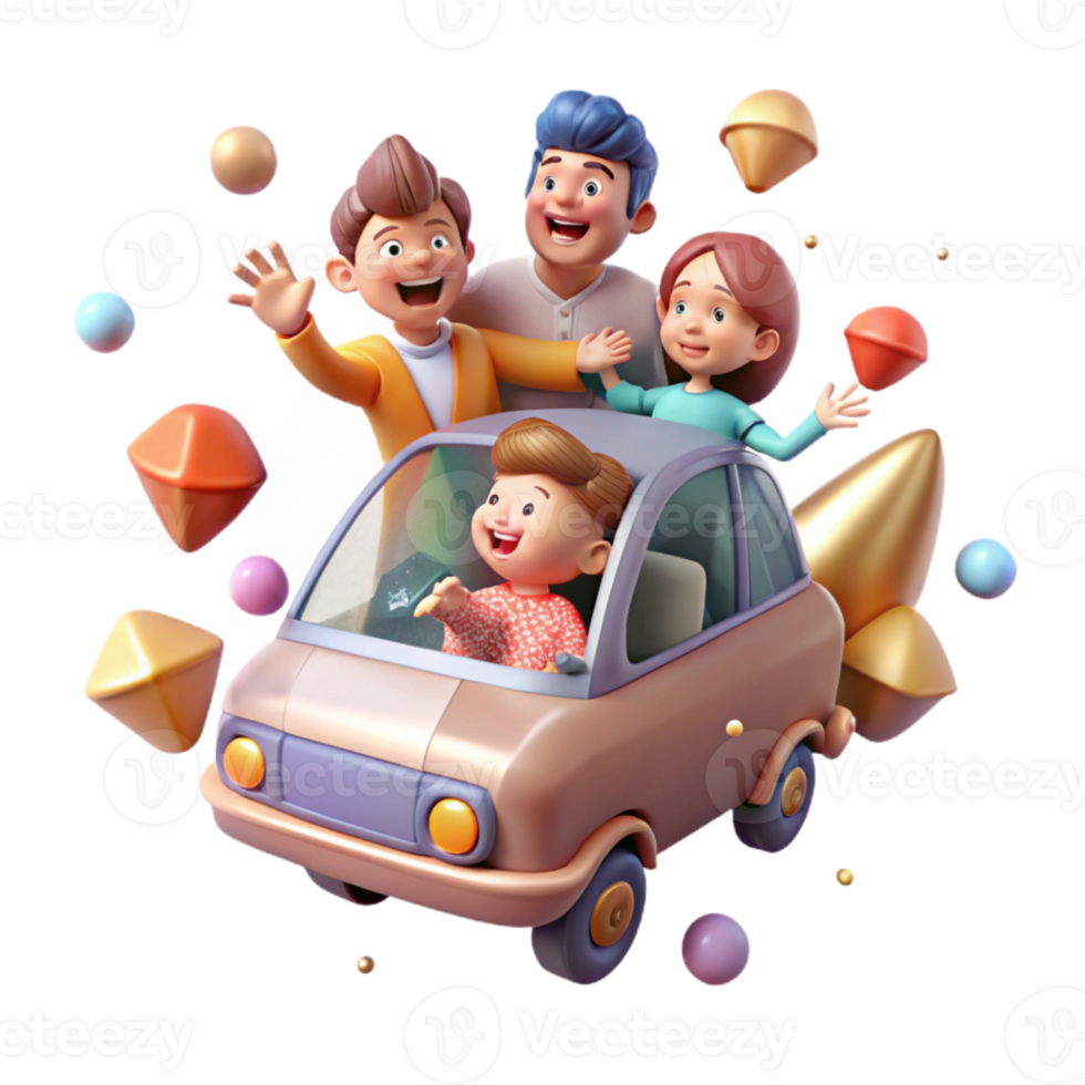 extraordinary rustic Family Flying Car Cutout for Travel Illustrations genuine png