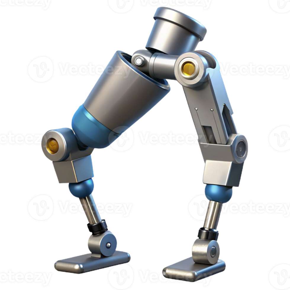 beautiful minimalist Robot leg, articulated joints, hydraulic pistons high quality png