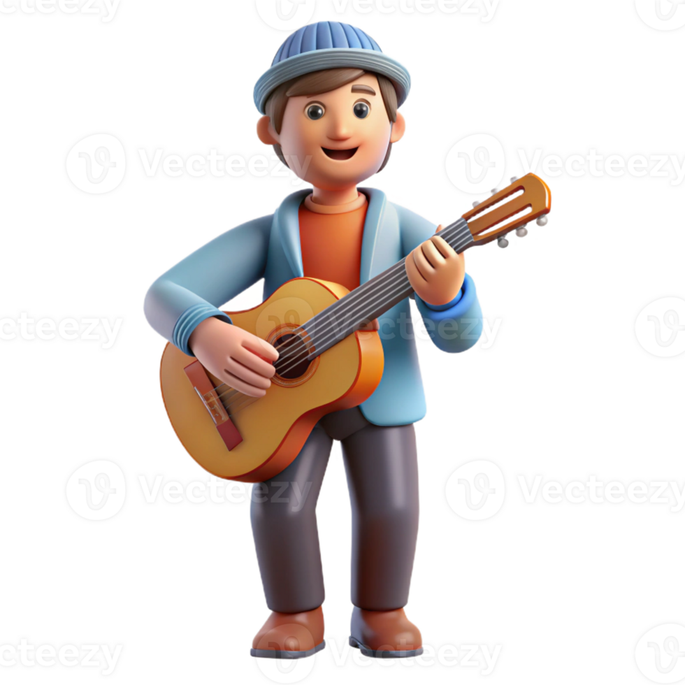 dramatic traditional Musician playing a guitar, exclusive png