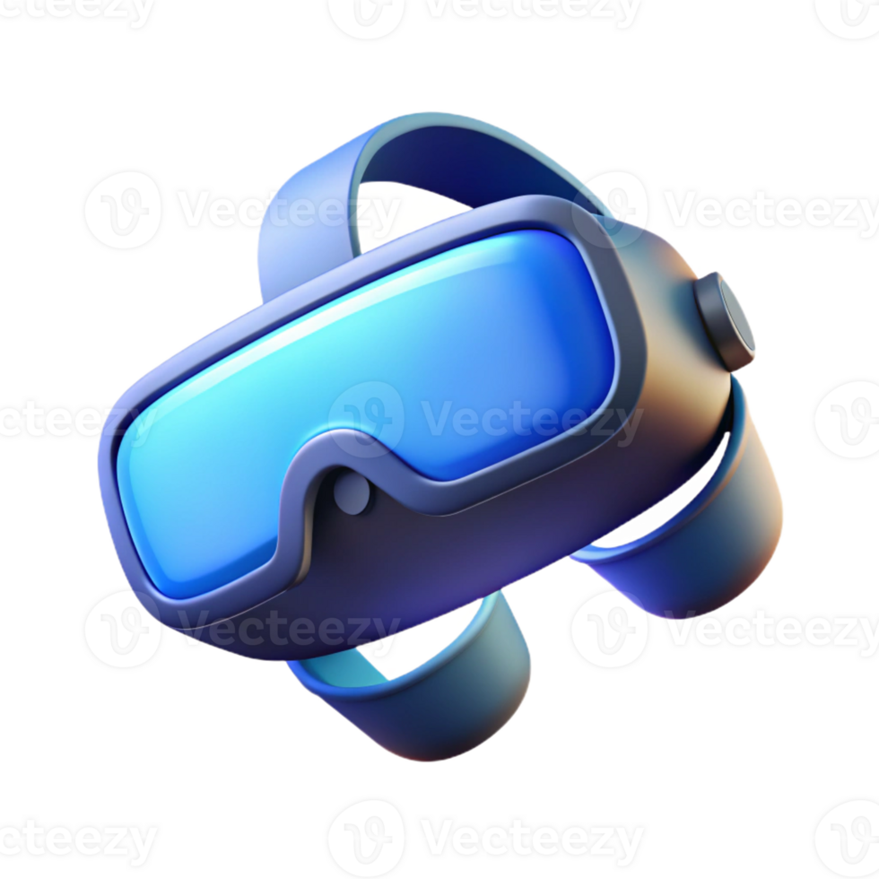 vibrant classic A virtual reality headset floating in mid-air, soft blue lighting, minimalist style exclusive png