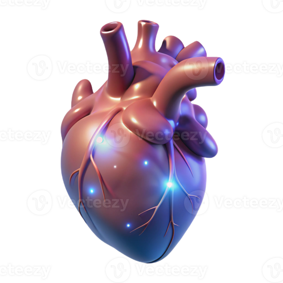 impressive classic Realistic, human heart, anatomical, glowing with magic original png