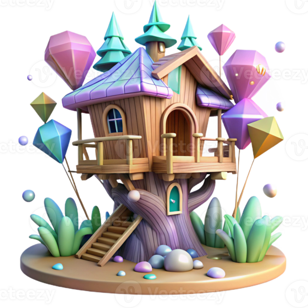 wonderful abstract Fantasy Treehouse Isolated for Adventure Games premium png