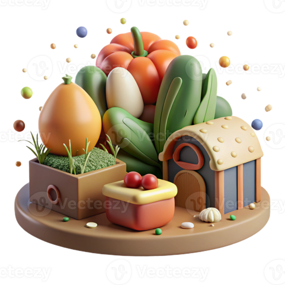 impressive artistic Farm Fresh Produce Scene Isolated for Agriculture Promotions exclusive png