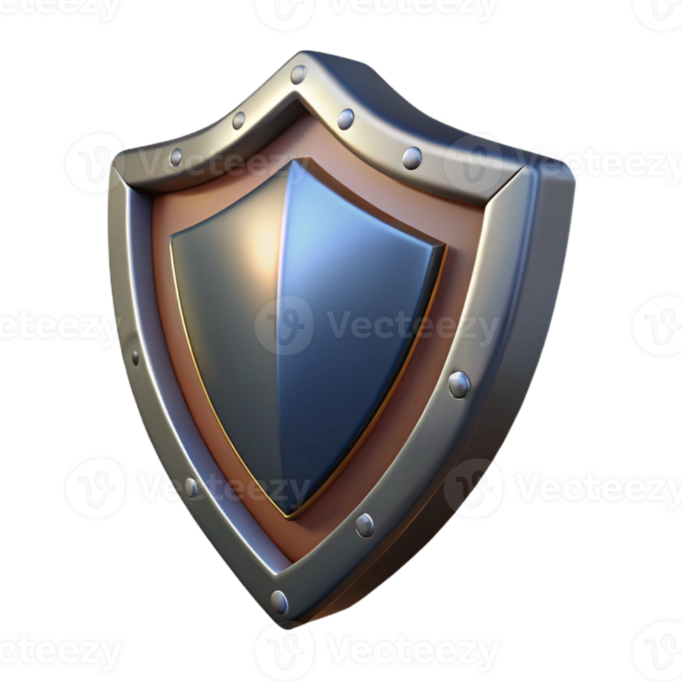 impressive contemporary Single, stylized, low-poly shield, metallic texture premium png