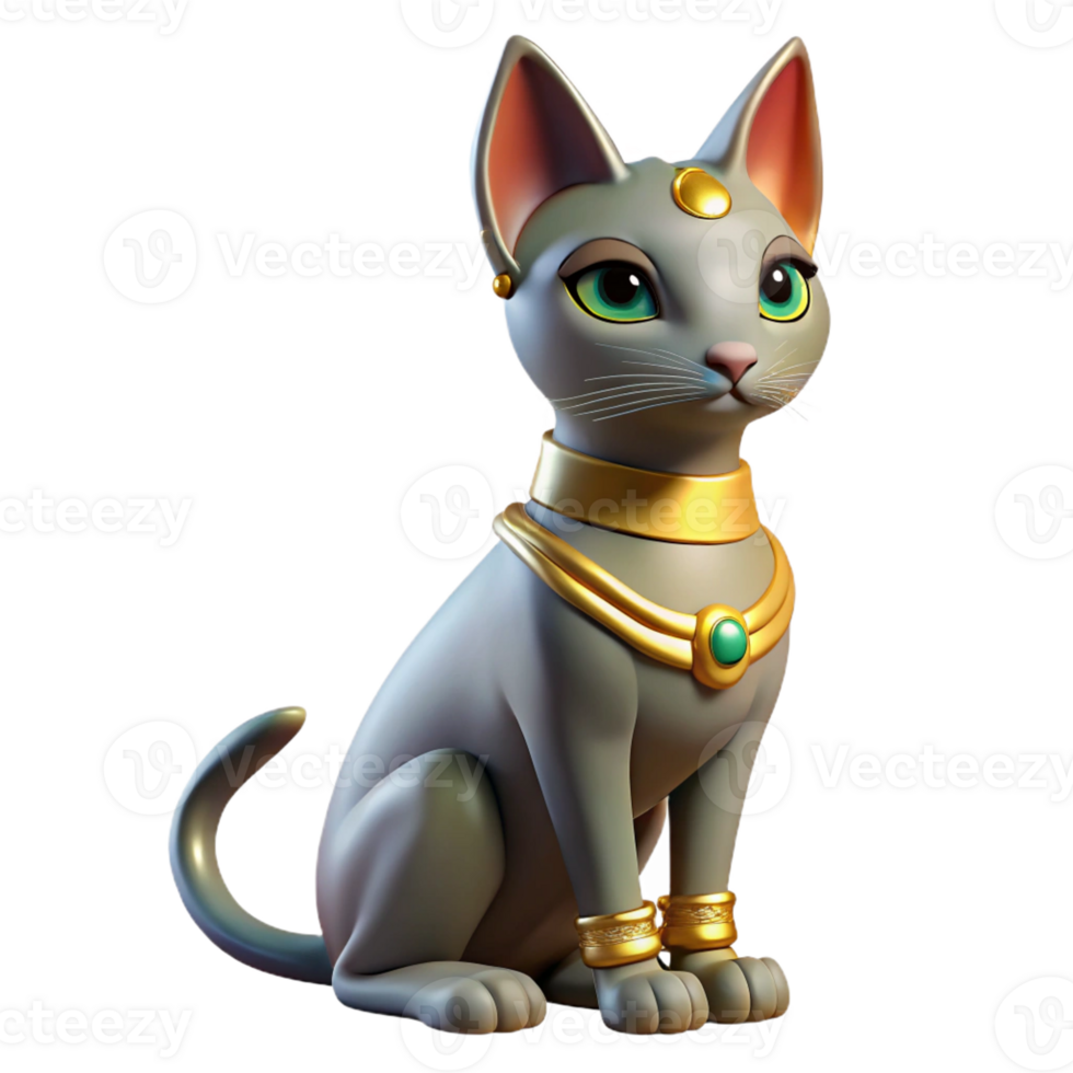 wonderful abstract Bastet, cat goddess, elegant and graceful, 4K png