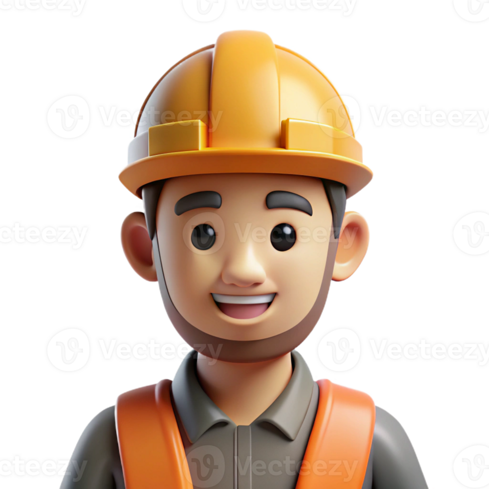 serene classic Construction worker with hard hat, exclusive png