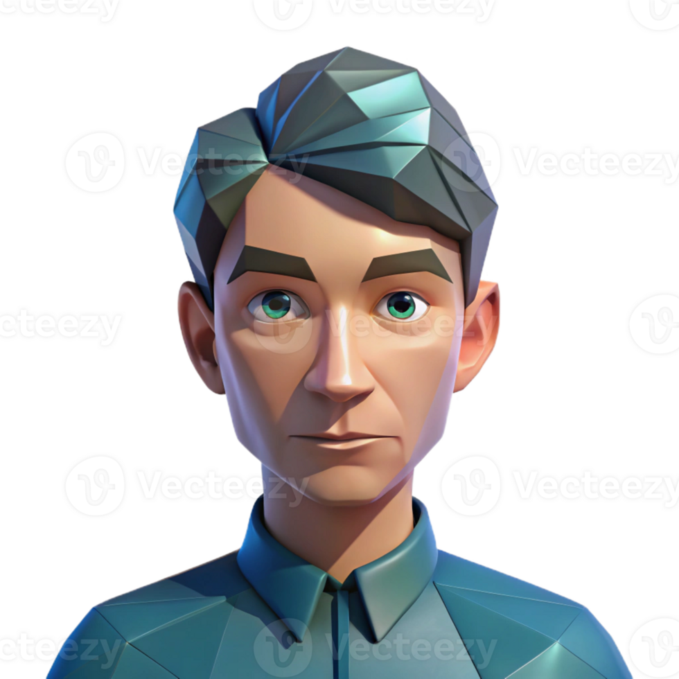 vibrant modern Portrait of a person in a low-poly style, geometric, faceted surface, low-poly 3D rendering style high resolution png