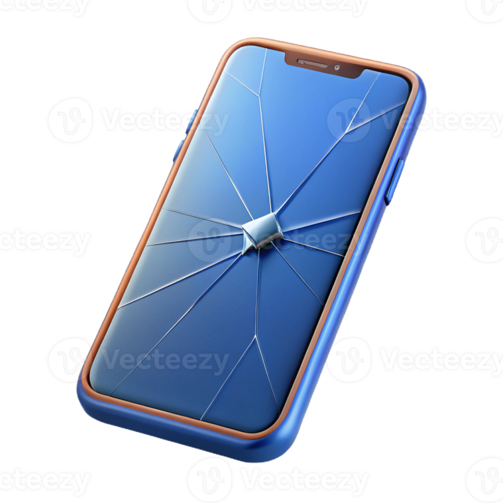 beautiful contemporary Smartphone with cracked screen repair needed detailed png