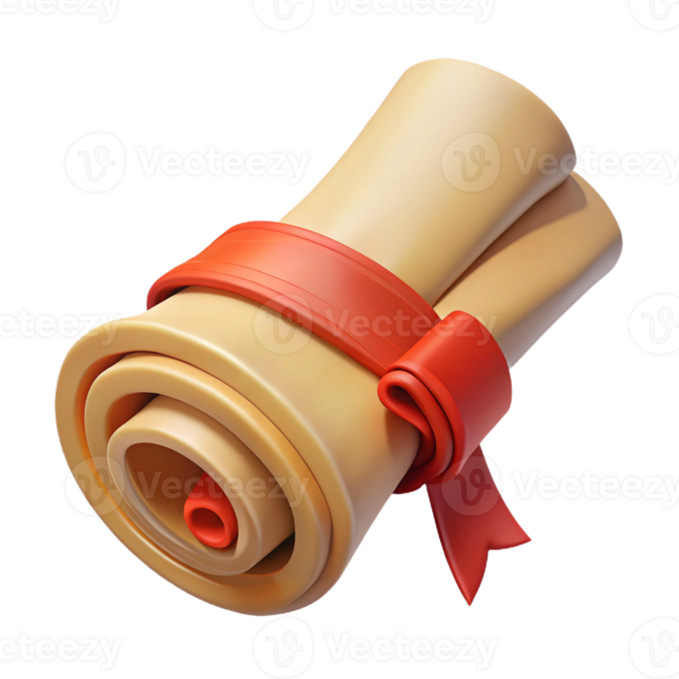 vibrant rustic Realistic, ancient scroll, rolled up, tied with ribbon exclusive png
