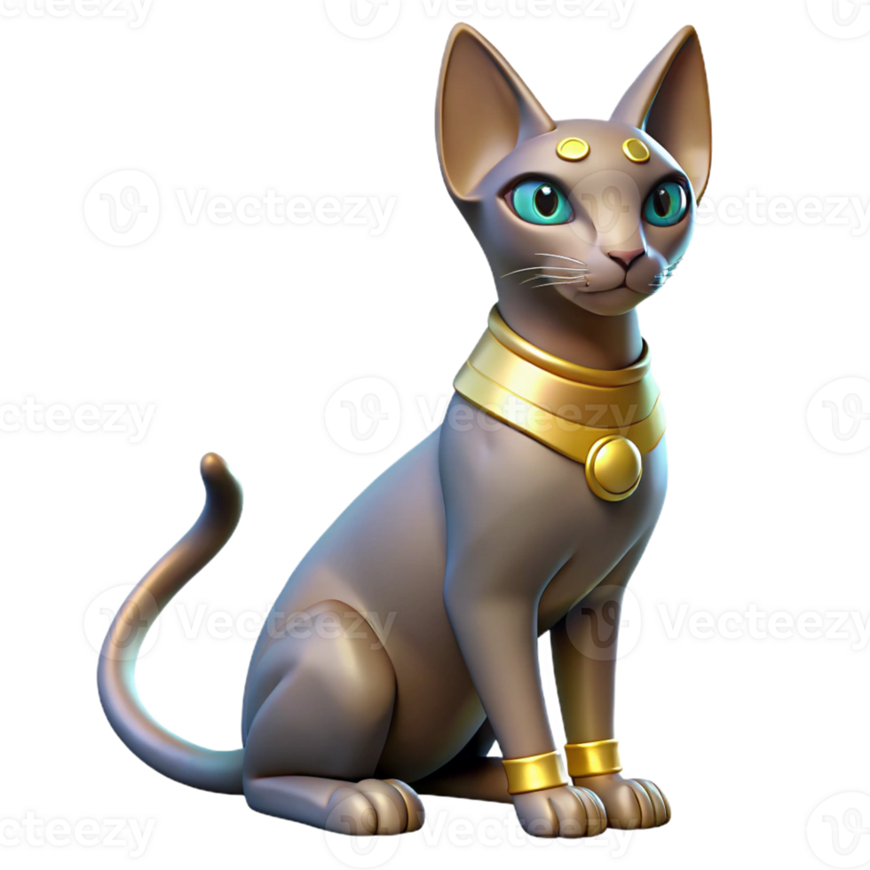 magnificent traditional Bastet, cat goddess, elegant and graceful, 4K png