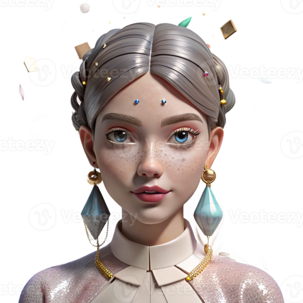 serene vintage Fashion Model Close Up Portrait Cutout for Beauty Editorials high resolution png