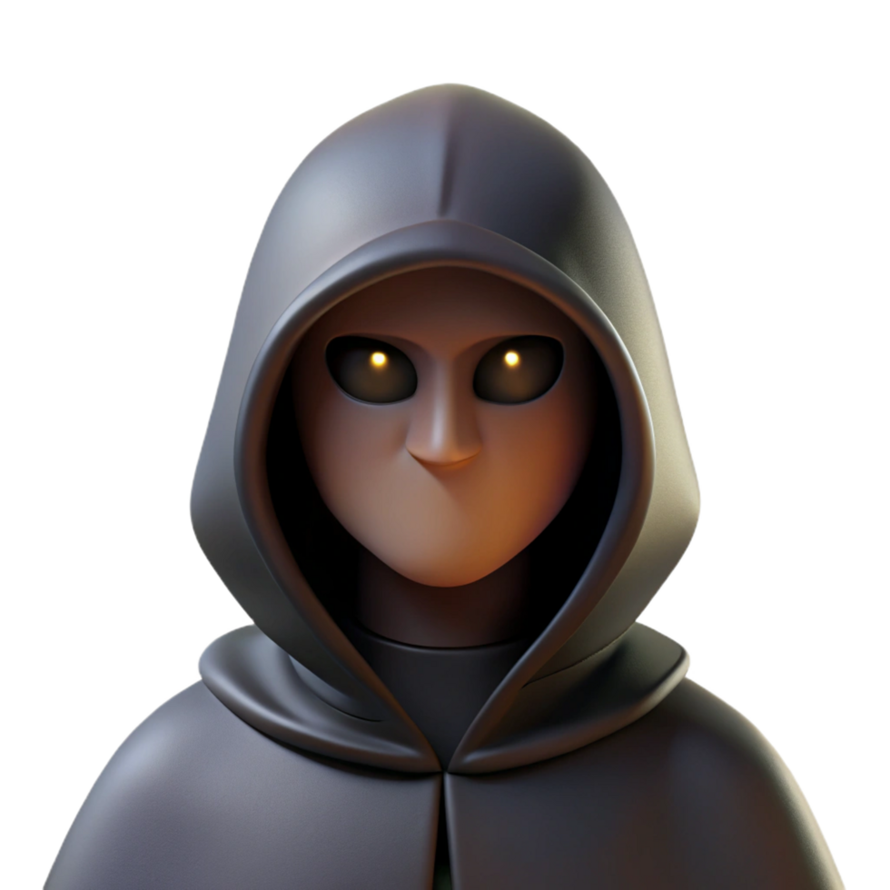 impressive modern A hooded figure, cloaked in black original png