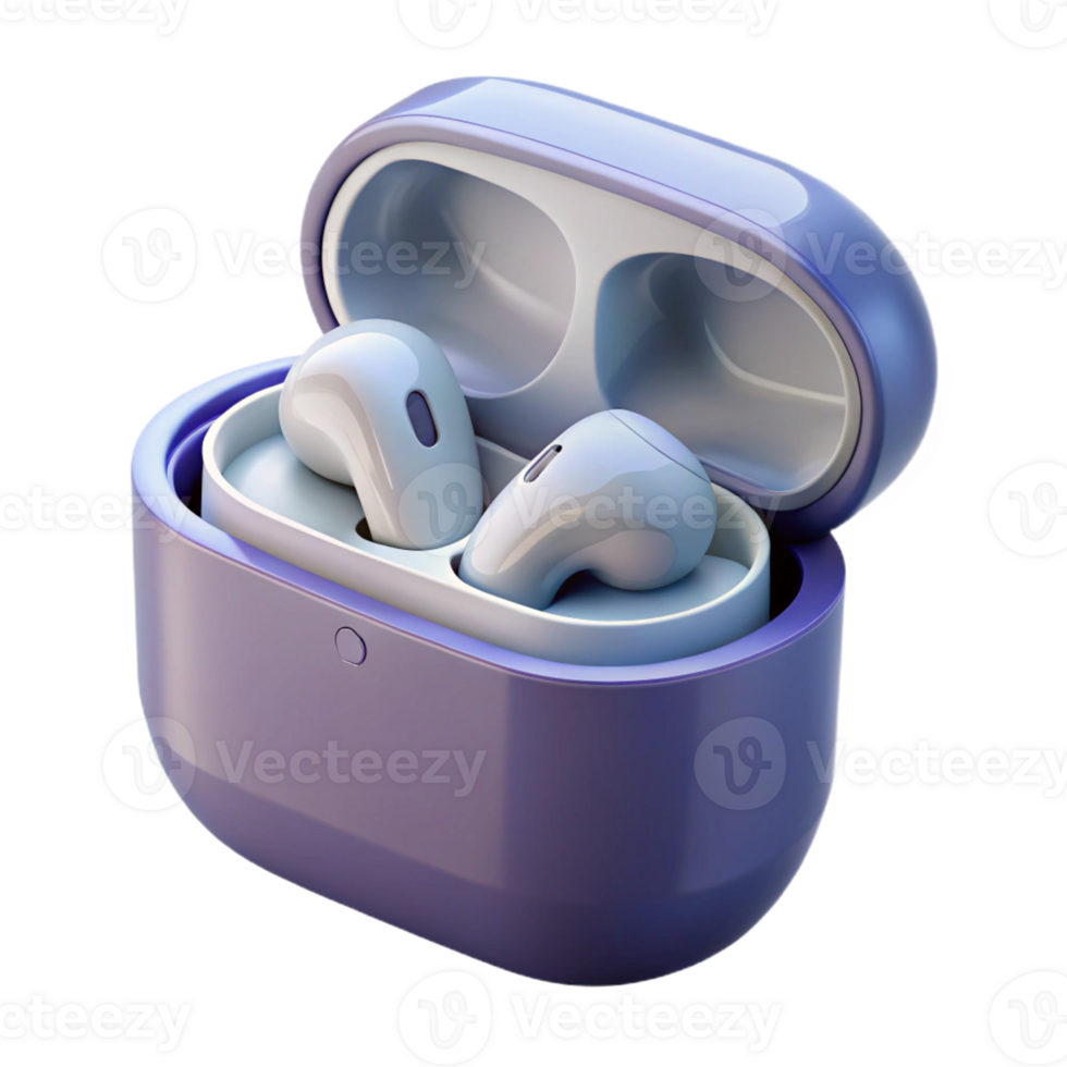 elegant artistic Wireless earbuds in a charging case premium png