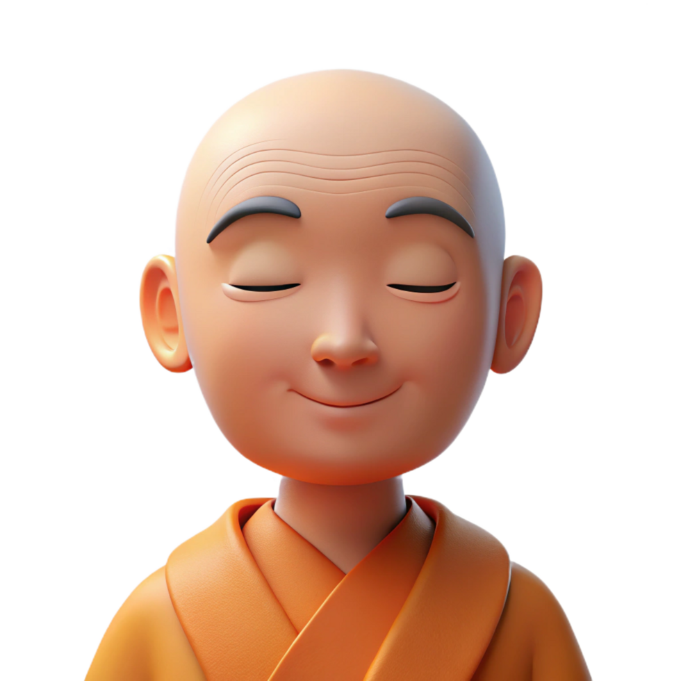 magnificent rustic Portrait of a serene monk with closed eyes and a peaceful expression, lit by soft, diffused light, in a minimalist, zen style original png