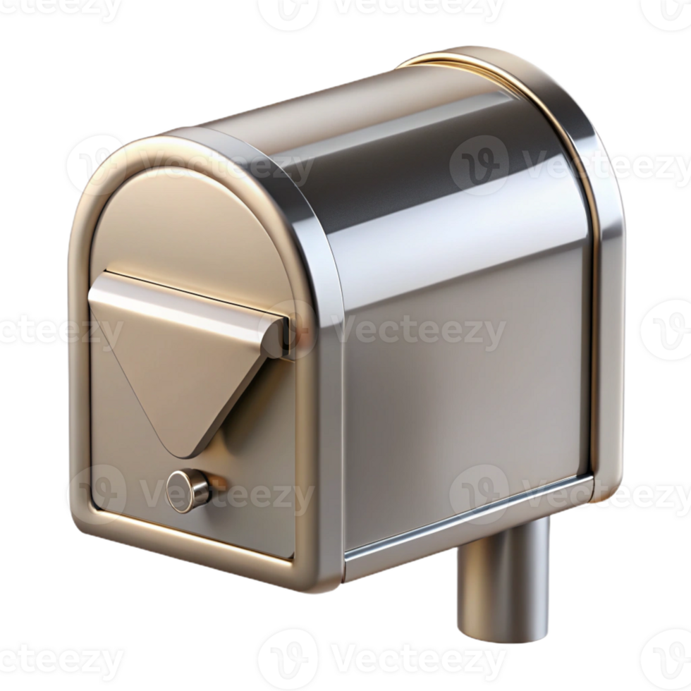 elegant vintage Modern mailbox, stainless steel premium png