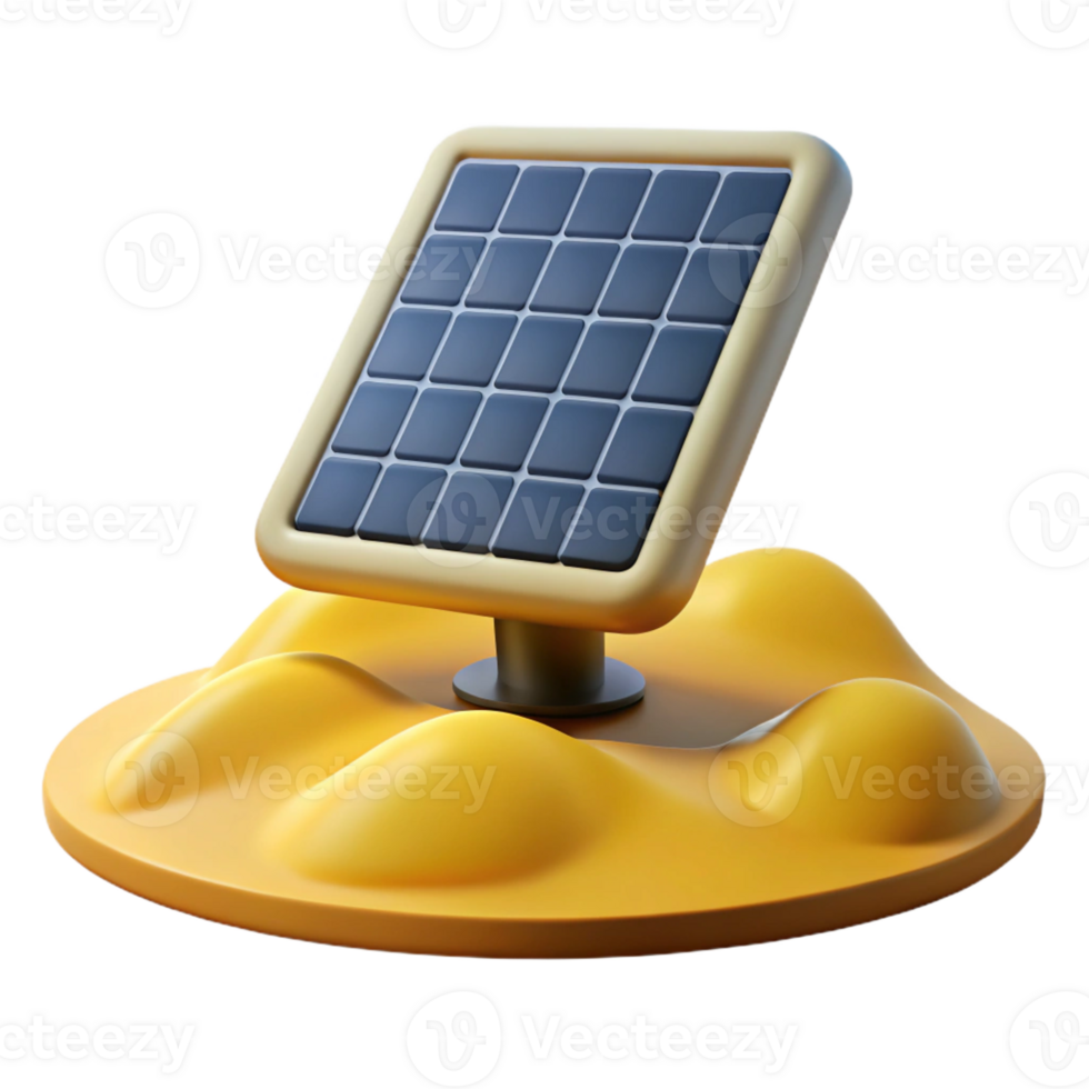 impressive rustic A solar panel absorbing sunlight in a desert landscape, bright yellow lighting, photorealistic style high resolution png