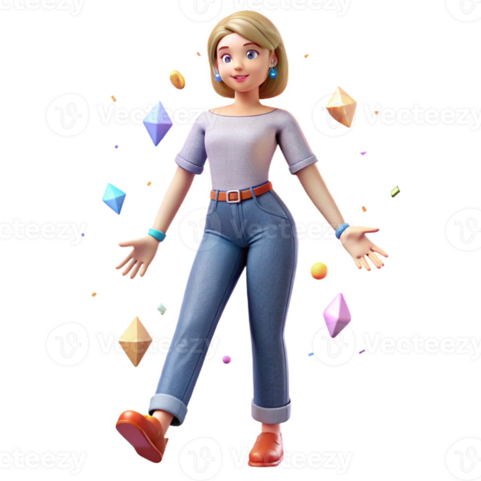 elegant contemporary Female Model in Jeans Isolated for Casual Wear png