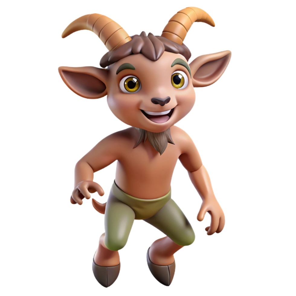 dramatic minimalist A mischievous satyr with goat legs and a mischievous grin, dappled sunlight, mythological style detailed png