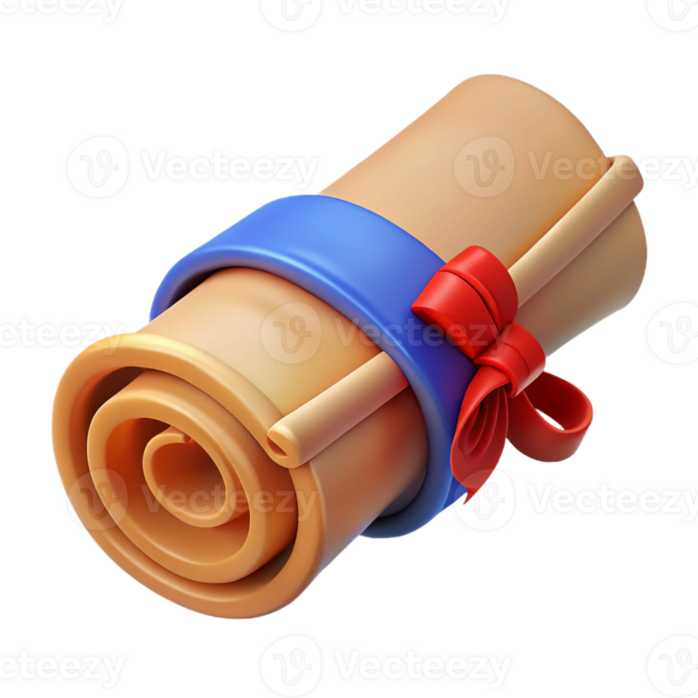 stunning rustic Realistic, ancient scroll, rolled up, tied with ribbon 4K png