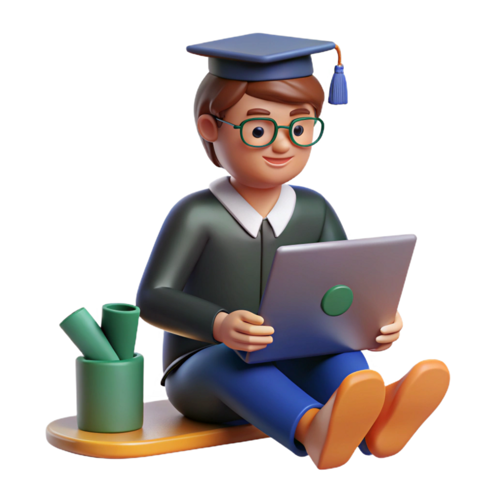vibrant creative Online education student using laptop learning platform authentic png