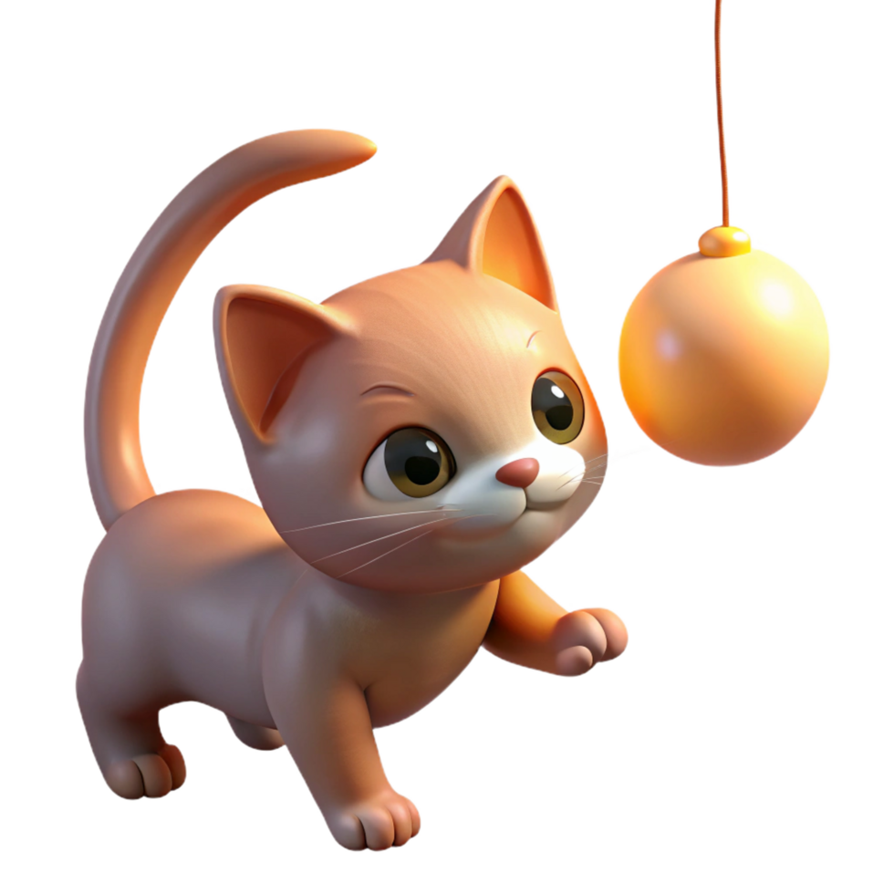elegant contemporary A playful kitten batting at a dangling string, illuminated by the warm light of a living room lamp, in a charming, photorealistic style authentic png