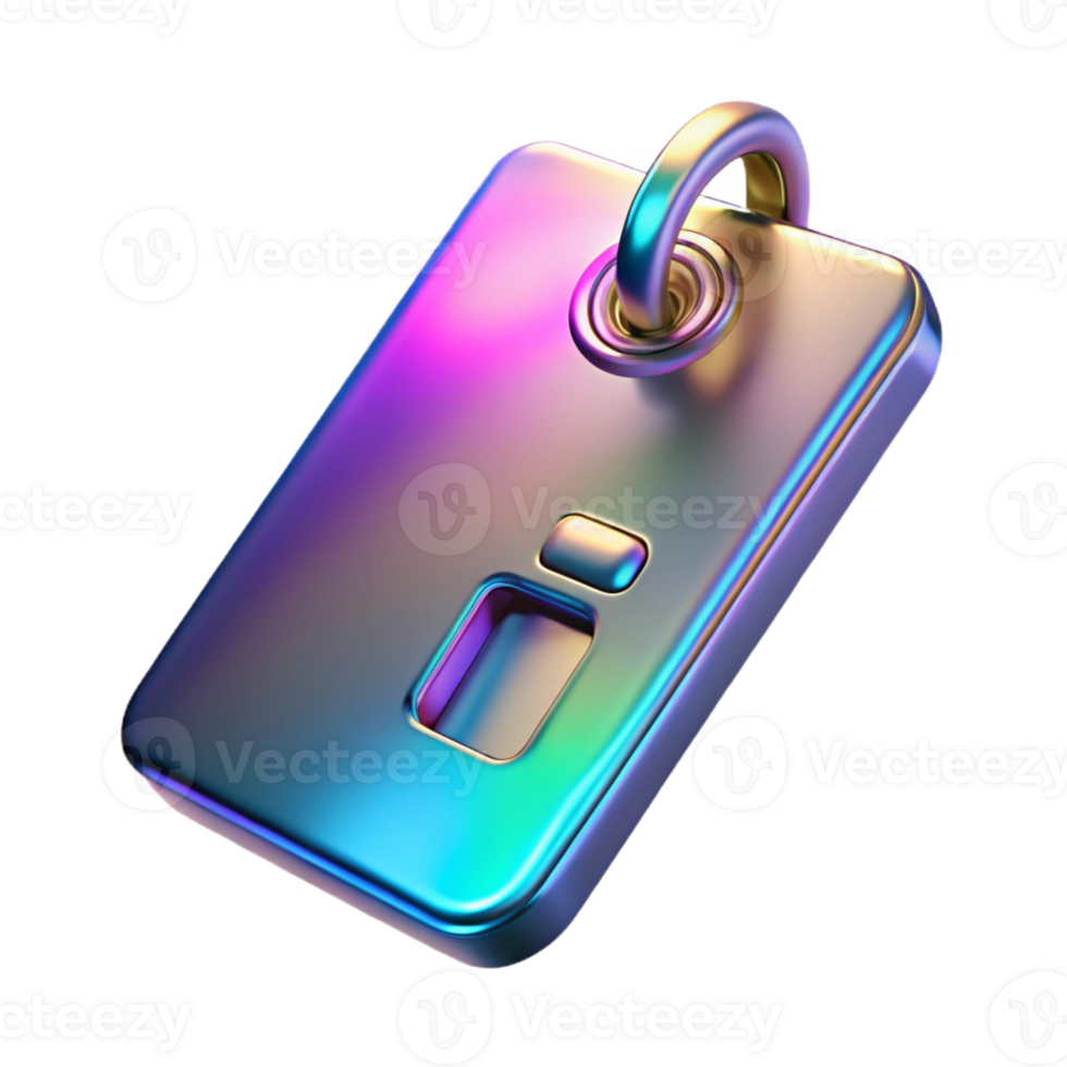 extraordinary modern Futuristic keycard, holographic pattern, metallic finish high quality png