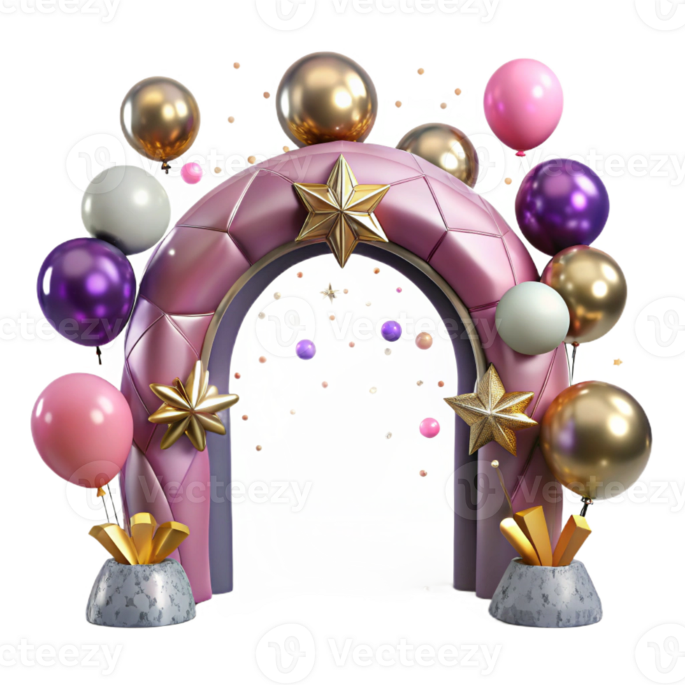serene abstract Festive Balloon Arch with Lights Isolated for Party Graphics premium png