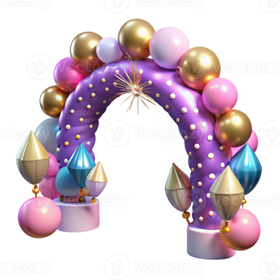 magnificent creative Festive Balloon Arch with Lights Isolated for Party Graphics premium png