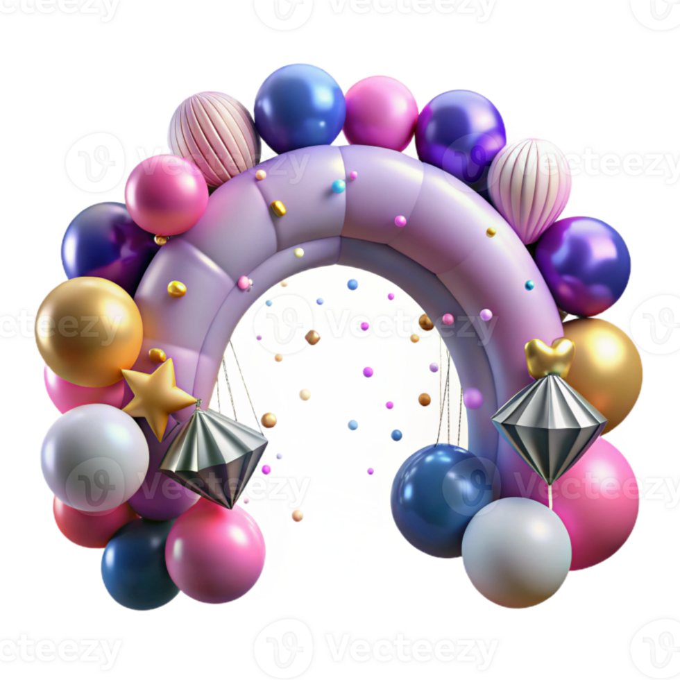 extraordinary contemporary Festive Balloons Arch Isolated for Party Decorations authentic png