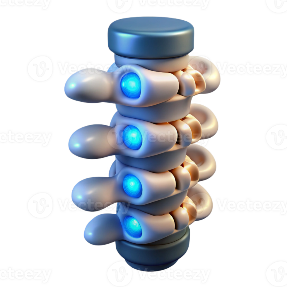 impressive modern Cybernetic spine implant with glowing nodes exclusive png
