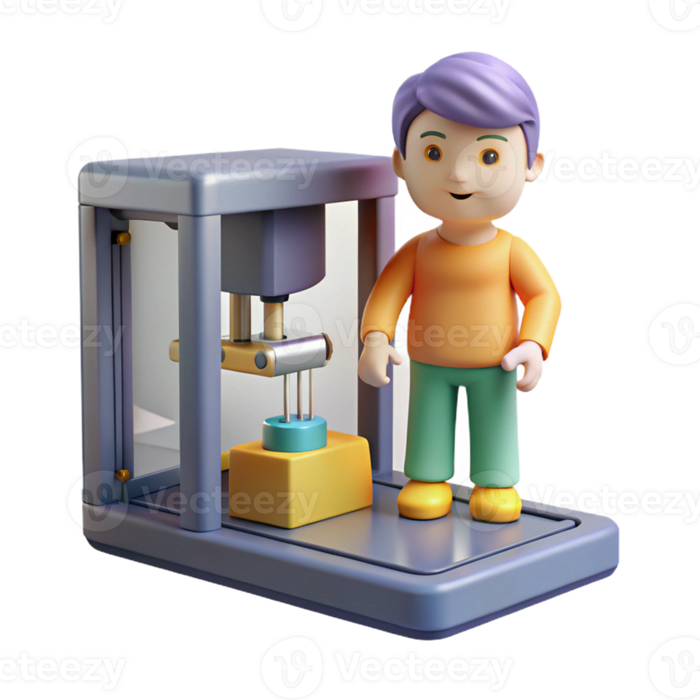 serene minimalist 3D printer printing miniature figurine high resolution png