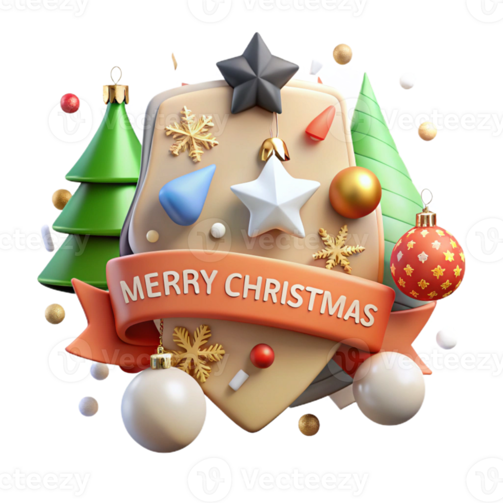 wonderful vintage Festive Banner Merry Christmas Text Isolated for Web Banners professional png
