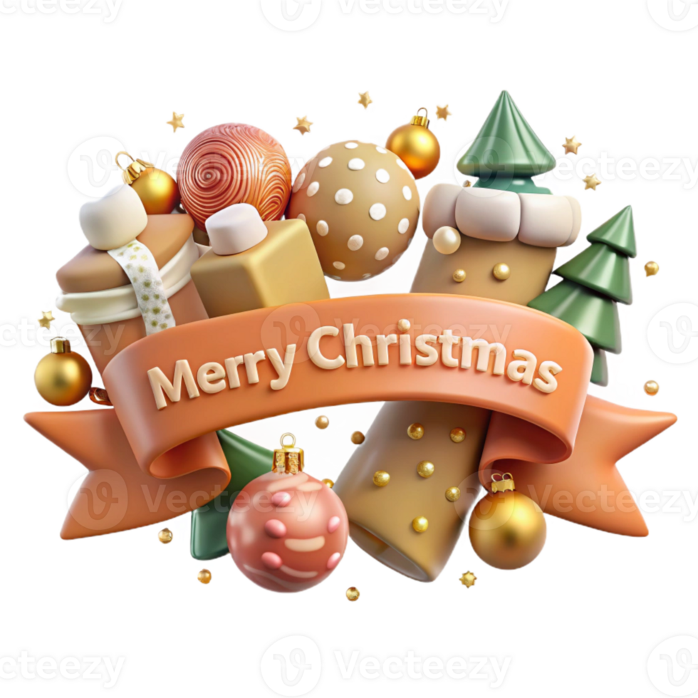 beautiful creative Festive Banner Merry Christmas Text Isolated for Web Banners genuine png