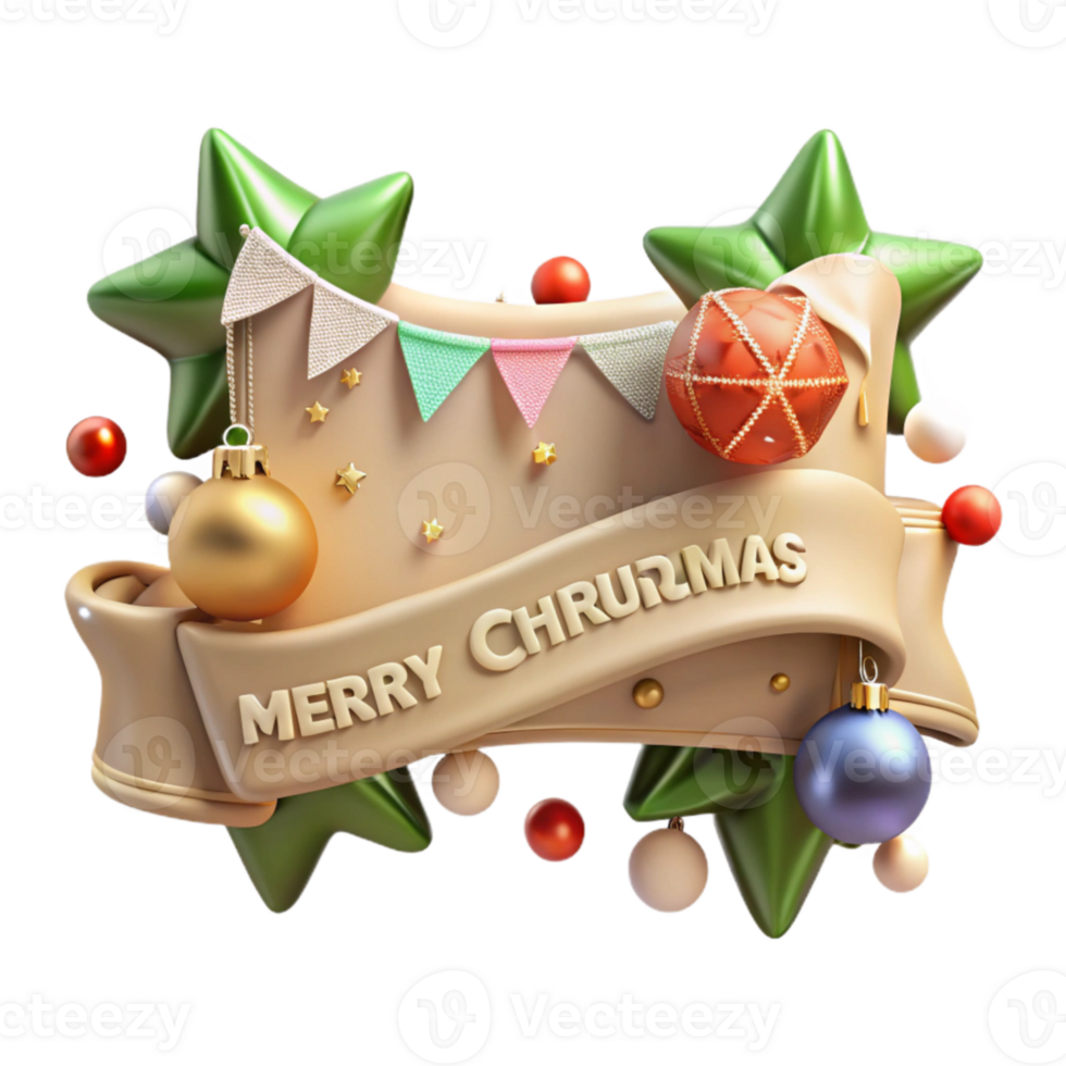 magnificent rustic Festive Banner Merry Christmas Text Isolated for Web Banners png