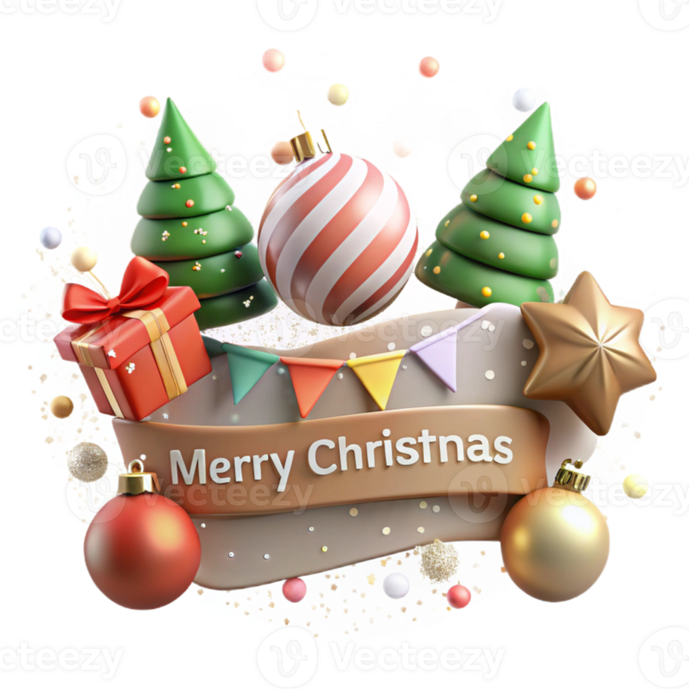 magnificent rustic Festive Banner Merry Christmas Text Isolated for Web Banners premium png
