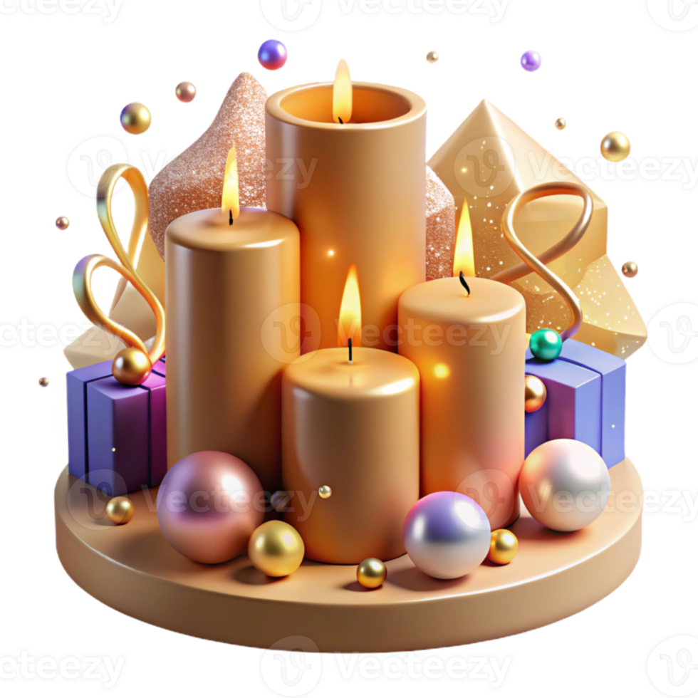beautiful modern Festive Candles Burning Transparent with Warm Glow original png