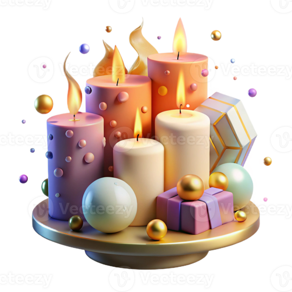stunning abstract Festive Candles Burning Transparent with Warm Glow original png