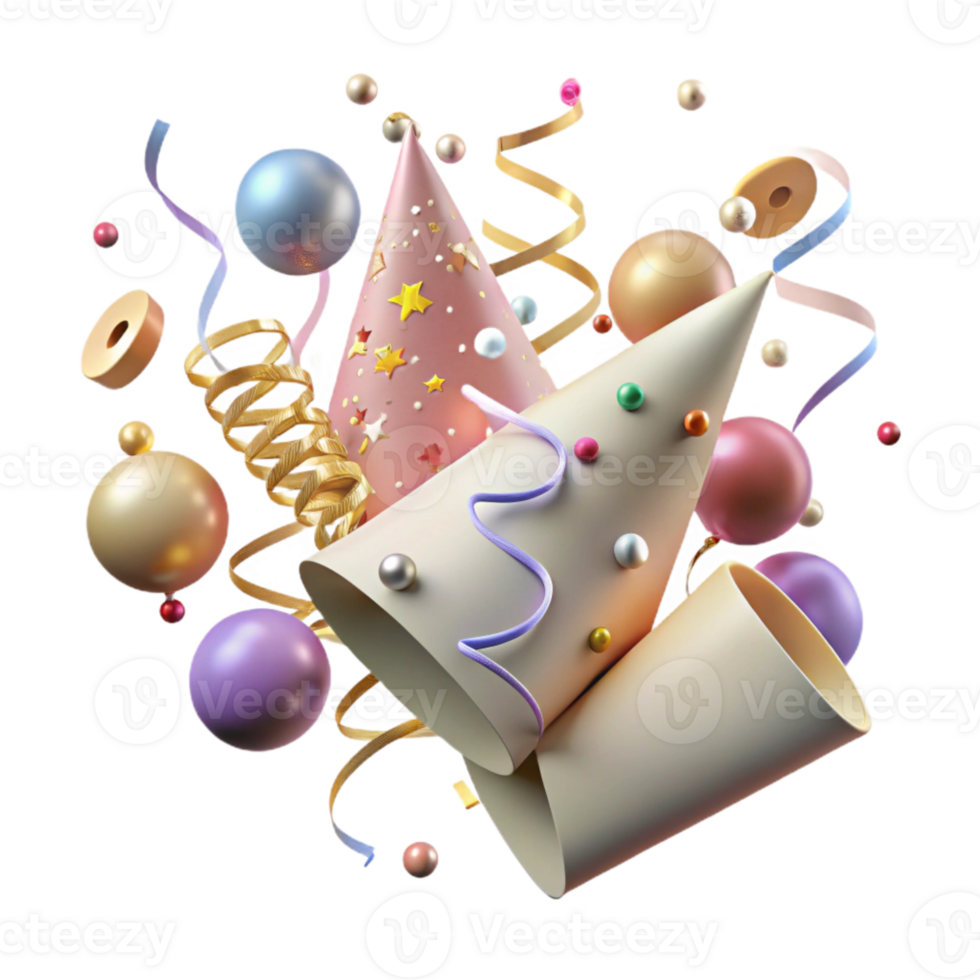 impressive traditional Festive Confetti and Streamers Isolated for Party Backdrops detailed png