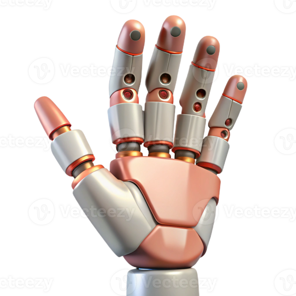 dramatic vintage Robotic hand, realistic skin, intricate joints high resolution png