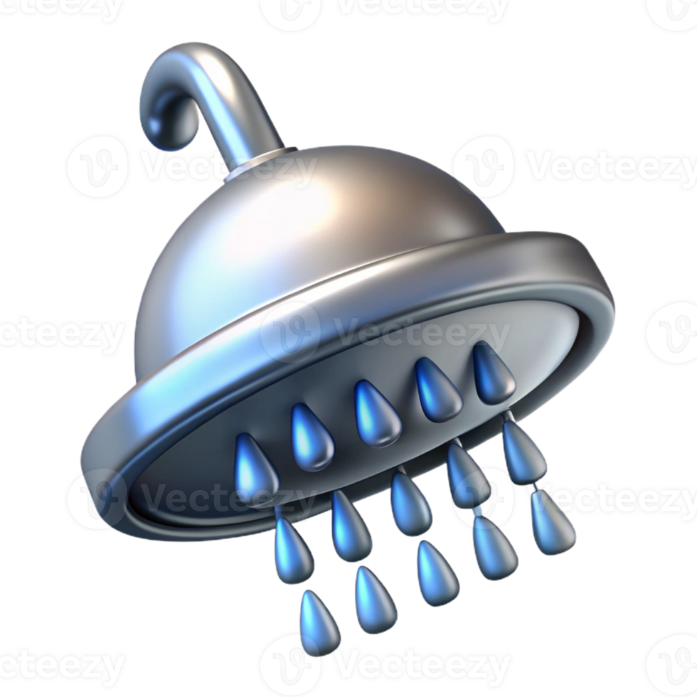 impressive creative Shower head, rainfall style, chrome 4K png